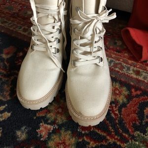 Dolce Vita boots. Canvas and faux reptile.